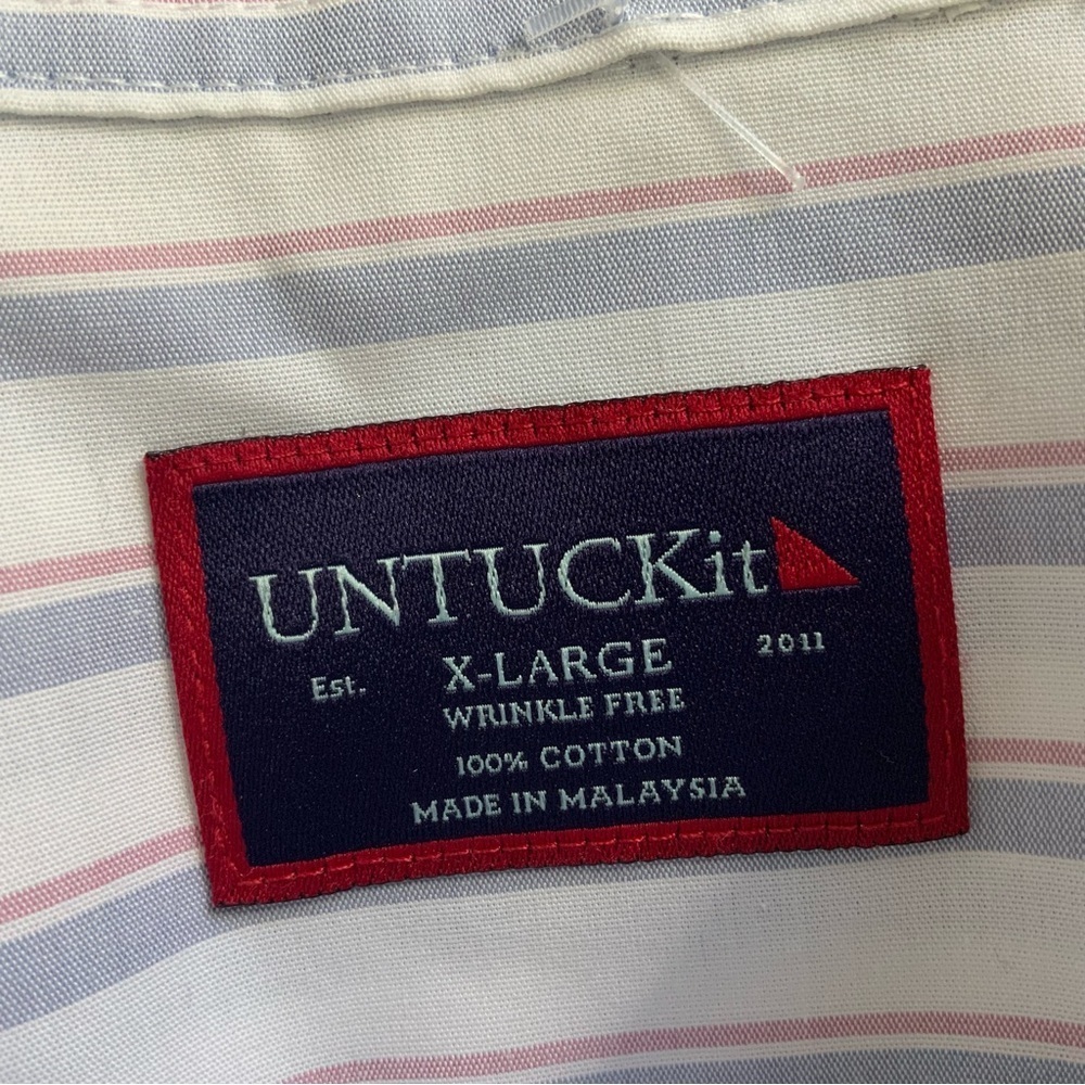 UNTUCKit XL Wrinkle Free Short Sleeve Button Down Striped Casual Shirt. - Picture 5 of 5